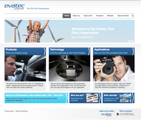 Evatec's new web site design