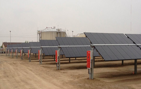 Stion’s 255kW single-axis tracking solar project. 