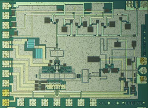 Chalmers’ 1.6mm x 1.2mm 140GHz transmitter chip. (Photographer/source Sona Carpenter). 