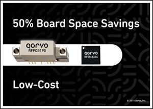 Picture: Qorvo's MCM packaging helps to cut board space by up to 50% versus traditional SOT115J packaging. 