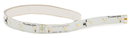 Picture: Lumileds' 24V constant-voltage LUXEON XF-3014 CV flexible LED strips. 