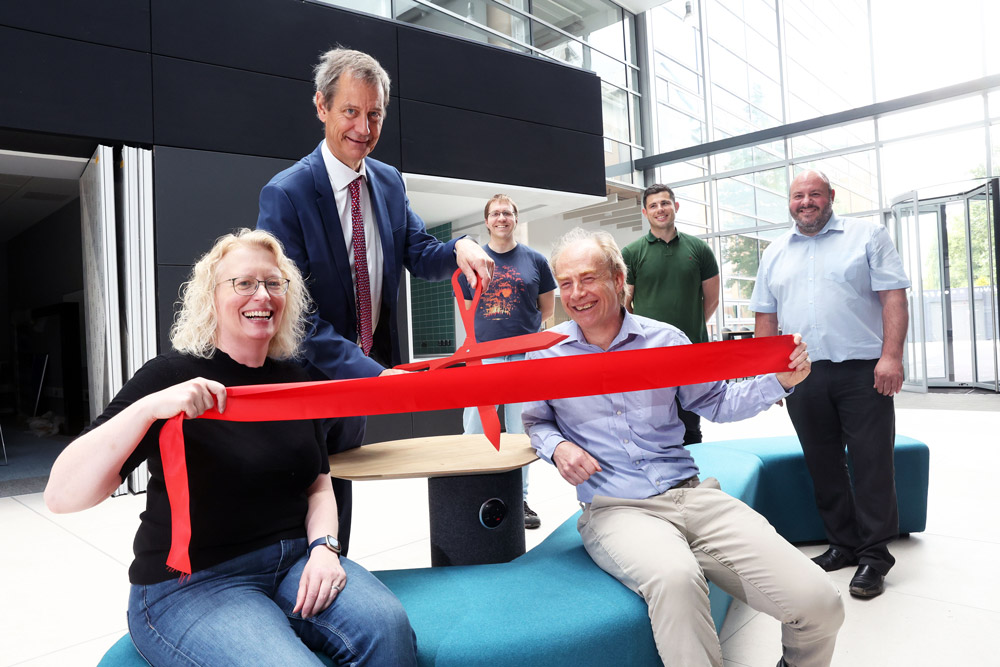 Left to right: Helen Shaw, programme manager, Cardiff University; professor Rudolf Allemann, pro vice-chancellor, International and Student Recruitment and head of the College of Physical Sciences and Engineering; Dr James Hayward, Cardiff Catalysis Institute; professor Peter Smowton, managing director, Institute for Compound Semiconductors; Rhys Cresswell, BYUK senior site manager and Chris Carson, BYUK site manager.