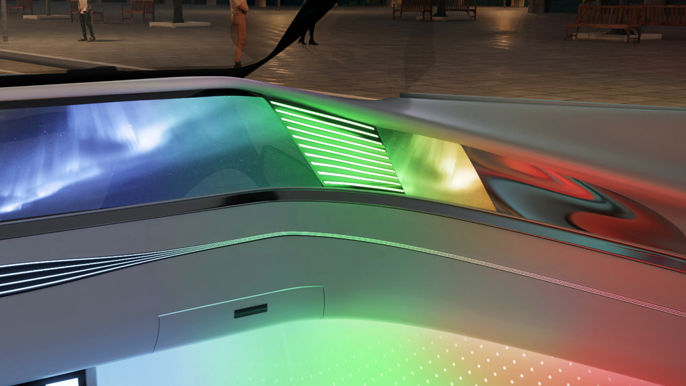 A demonstrator with ams OSRAM’s new RGB side-looker LED OSIRE E5515 which, due to TactoTek's in-mold structural electronics (IMSE) technology, can be integrated into automotive interior in a space-saving design. (Image: ams OSRAM.) 