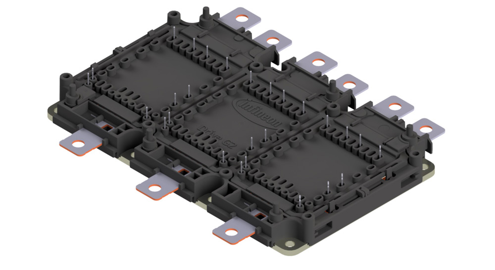 Infineon’s new HybridPACK Drive G2 automotive power module.