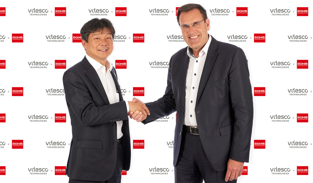 Dr Kazuhide Ino, ROHM board member, managing executive officer & CFO (left) and Vitesco Technologies’ CEO Andreas Wolf (right). 