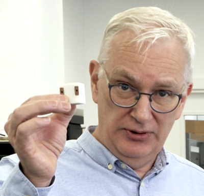 Figure 1: QPT’s founder & CEO Rob Gwynne with a qGaN module. 