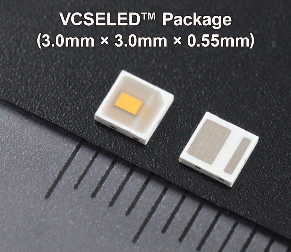 ROHM’s new VCSELED infrared light source, which combines features of VCSELs and LEDs. 