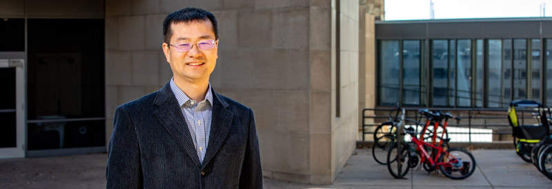 Xiaoqing Song, assistant professor of electrical engineering. (Photo by Whit Pruitt.) 