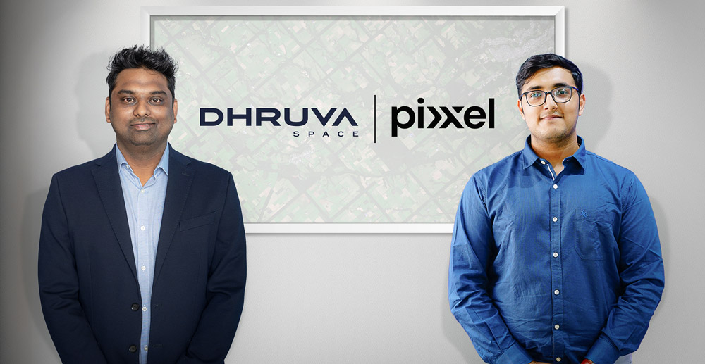 Dhruva Space’s chief technology officer & co-founder Abhay Egoor with Pixxel’s chief technology officer & founder Kshitij Khandelwal.