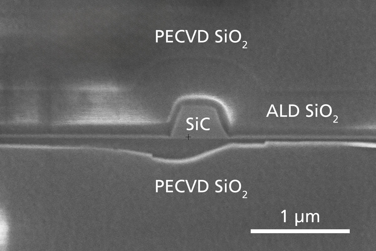 Cross section of a photonic structure in silicon carbide (SiC on insulator, SiCOI). © Pascal Del’Haye/MPL.