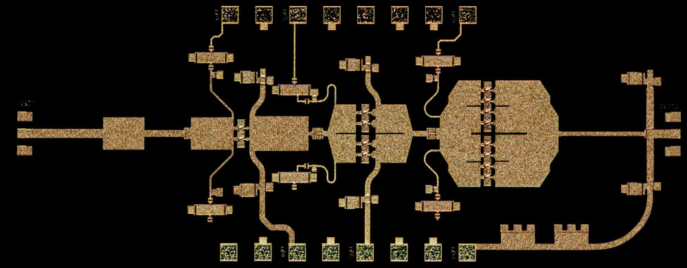 Northrop Grumman’s high-frequency GaN microwave chip. (Photo courtesy of Northrop Grumman.)